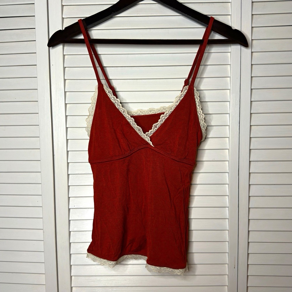 Adore Me Lace Trim Cami Women's XS Rust Red Burnt Orange Adjustable Straps